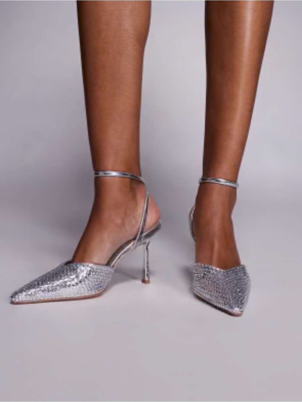 Seychelles Silver Pointed Ankle-Strap Stiletto Heels